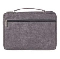 Pochette de Bible grise en tissu avec Ichtus - taille S