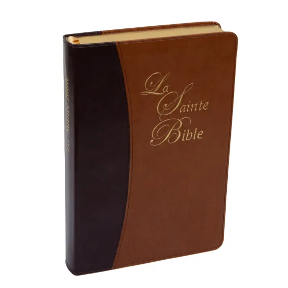 Bible Darby édition de Rolle, grand format, similicuir bicolore brun/beige, souple, tranche dorée