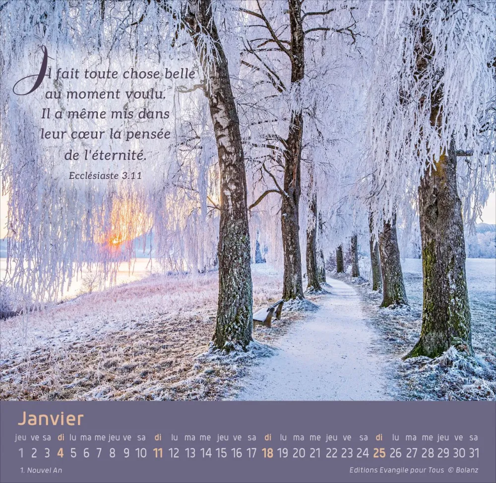 Chemin et Vie - Calendrier de table
