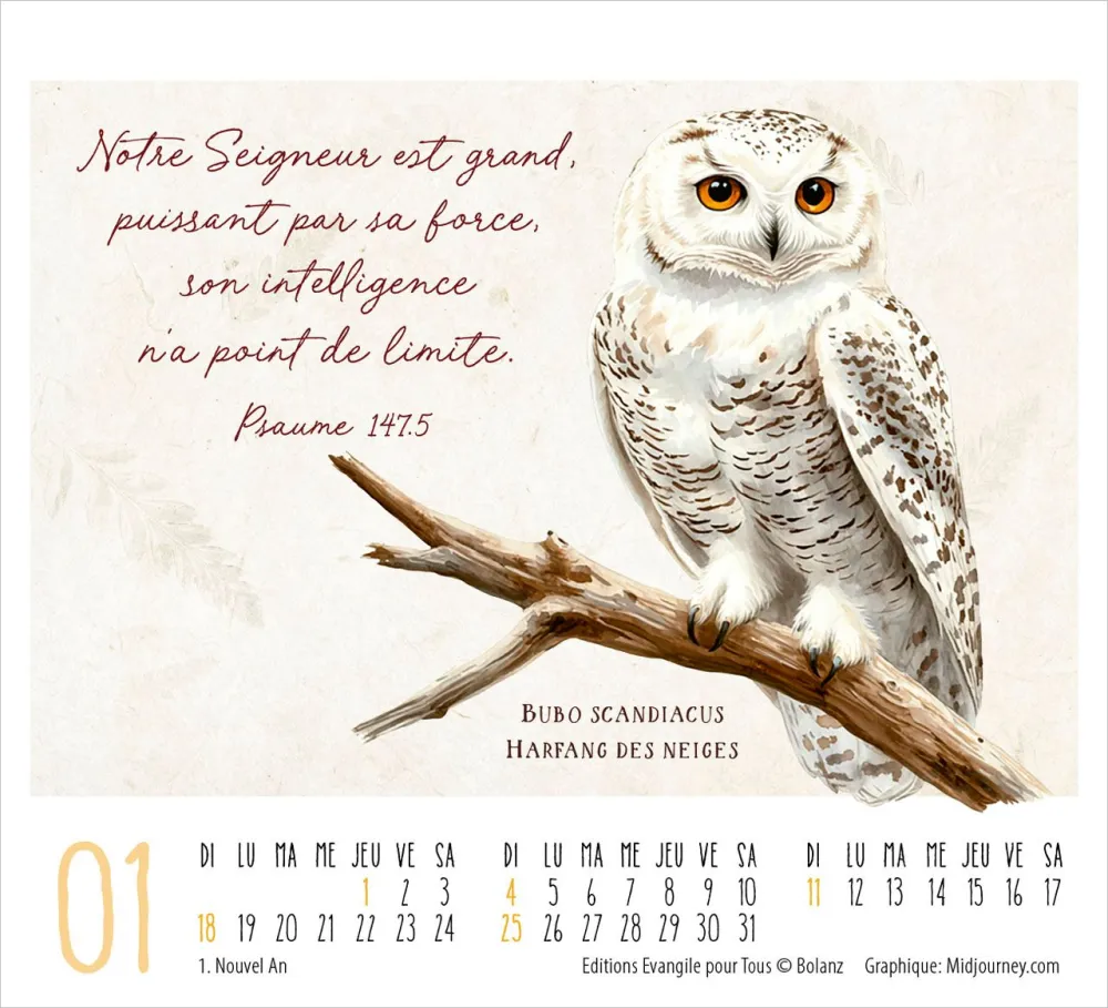 Beauté de la Création - Mini calendrier de table