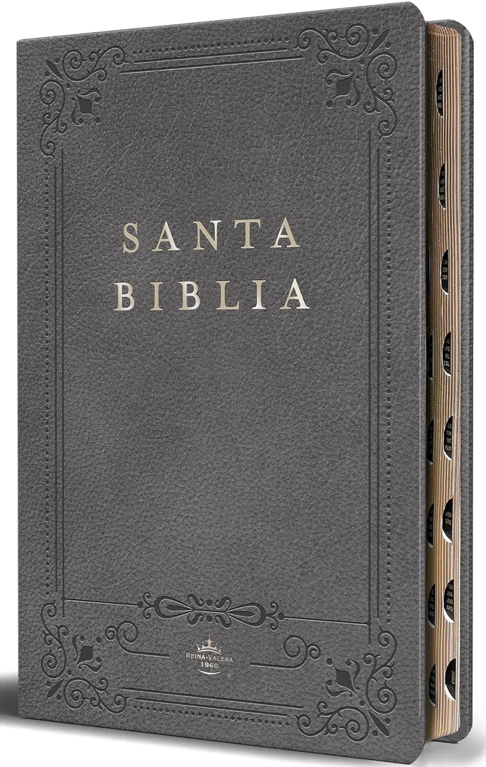 Espagnol, Bible, Reina Valera 1960, moyen format, grandes lettres, similicuir gris, avec onglets,...