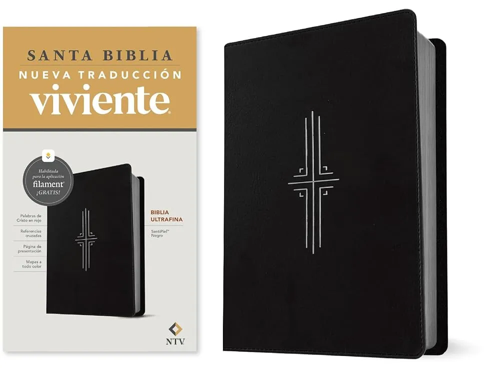 Espagnol, Bible, Nueva Traduccion Viviente, similicuir noir - Biblia Ultrafina Ntv, Con Filament...
