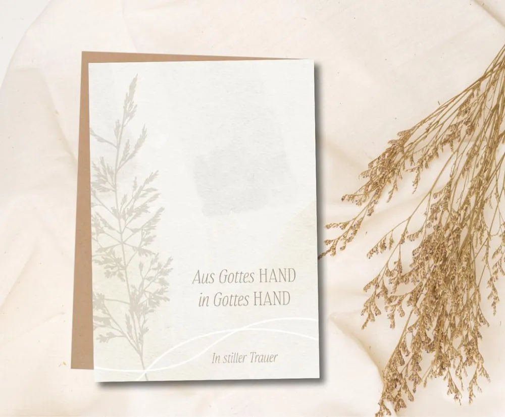 Faltkarte Trauer - Aus Gottes HAND in Gottes HAND - Psalm 73, 23-25