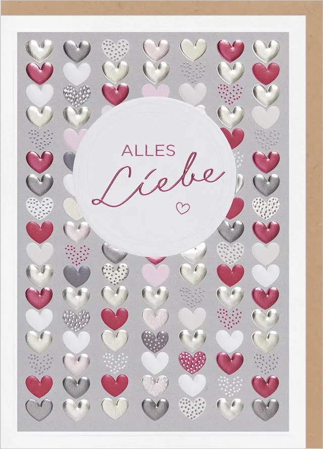 Faltkarte Alles Liebe - Herzen - Jesaja 43,2