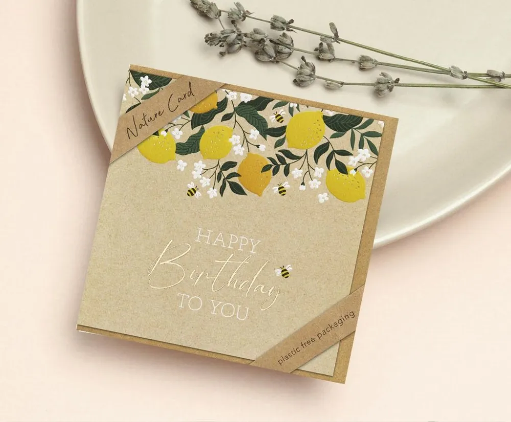 Faltkarte Happy Birthday to you - Zitronen - Jesaja 54,10