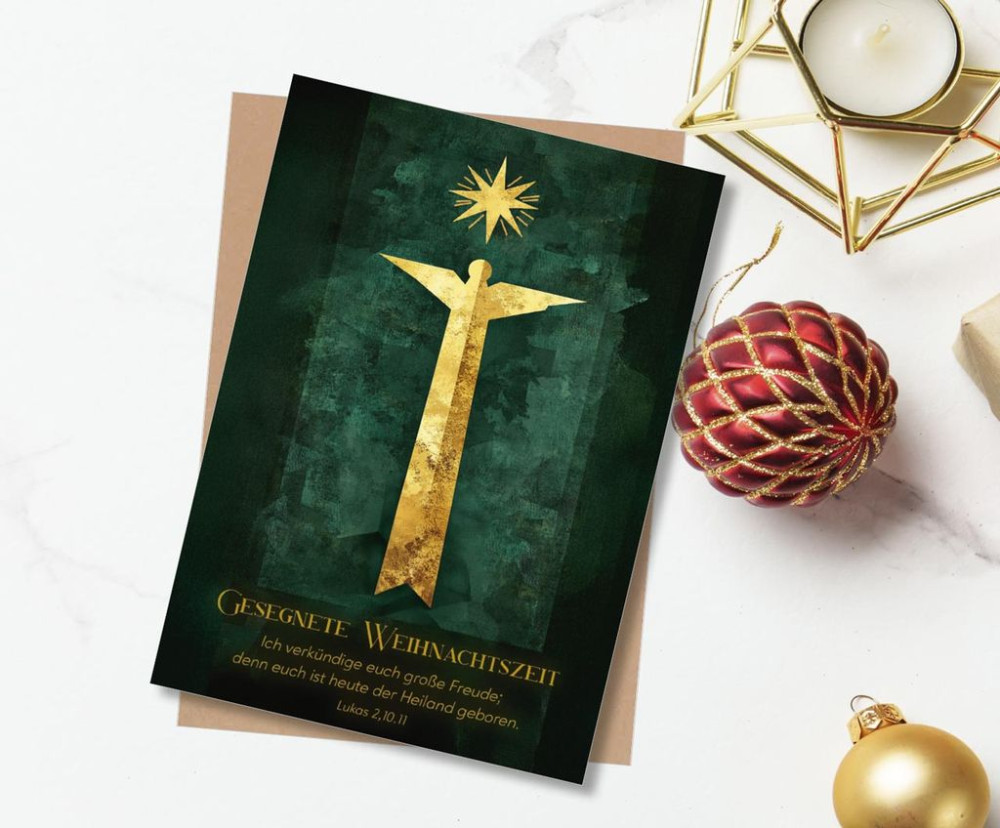 Faltkarte Weihnachtszeit Engel - Lukas 2, 10.11