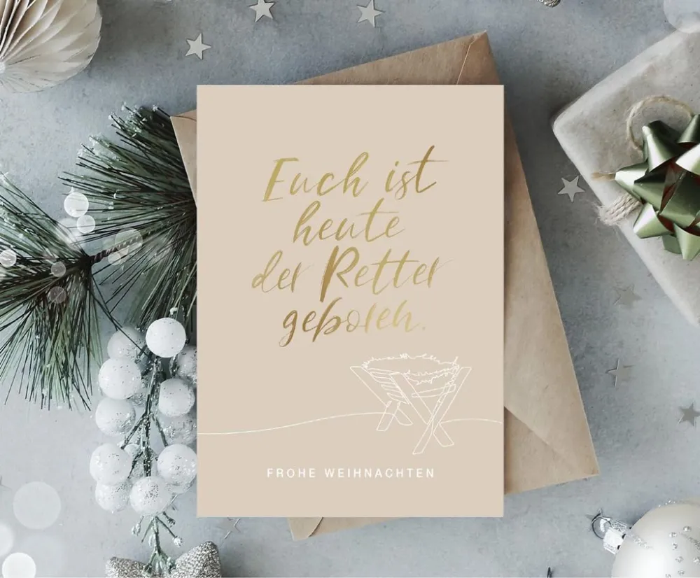 Faltkarte Frohe Weihnachten Krippe - Lukas 2,11