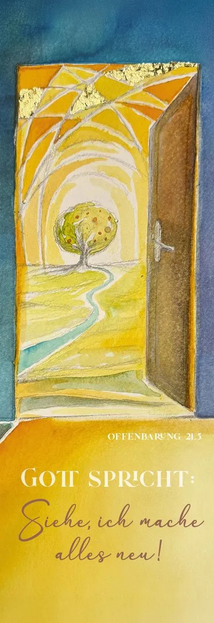 Lesezeichen Jahreslosung 2026 Riedel - Offenbarung 21:5 (10 Karten pro Packung)