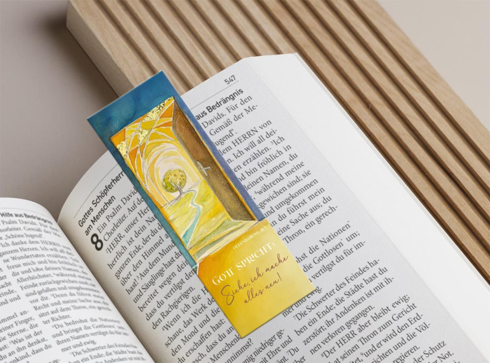 Lesezeichen Jahreslosung 2026 Riedel - Offenbarung 21:5 (10 Karten pro Packung)