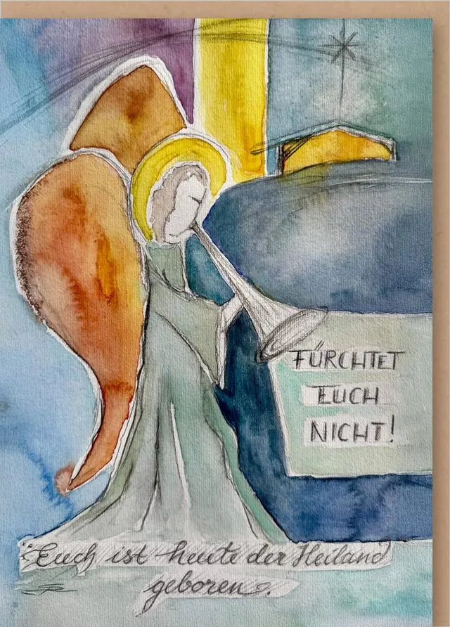 Faltkarten Engel Simone Riedel - Lukas 2,10.11