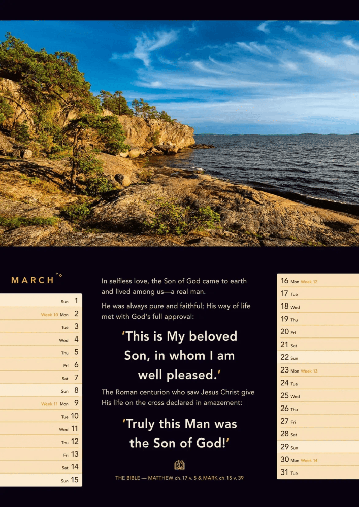 Light for Life - Calendrier mensuel en anglais