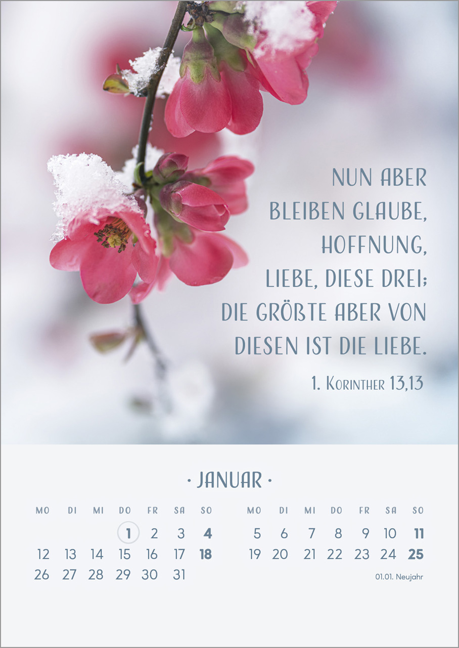 Zarte Blumengrüsse - Tischkalender mit Holzaufsteller