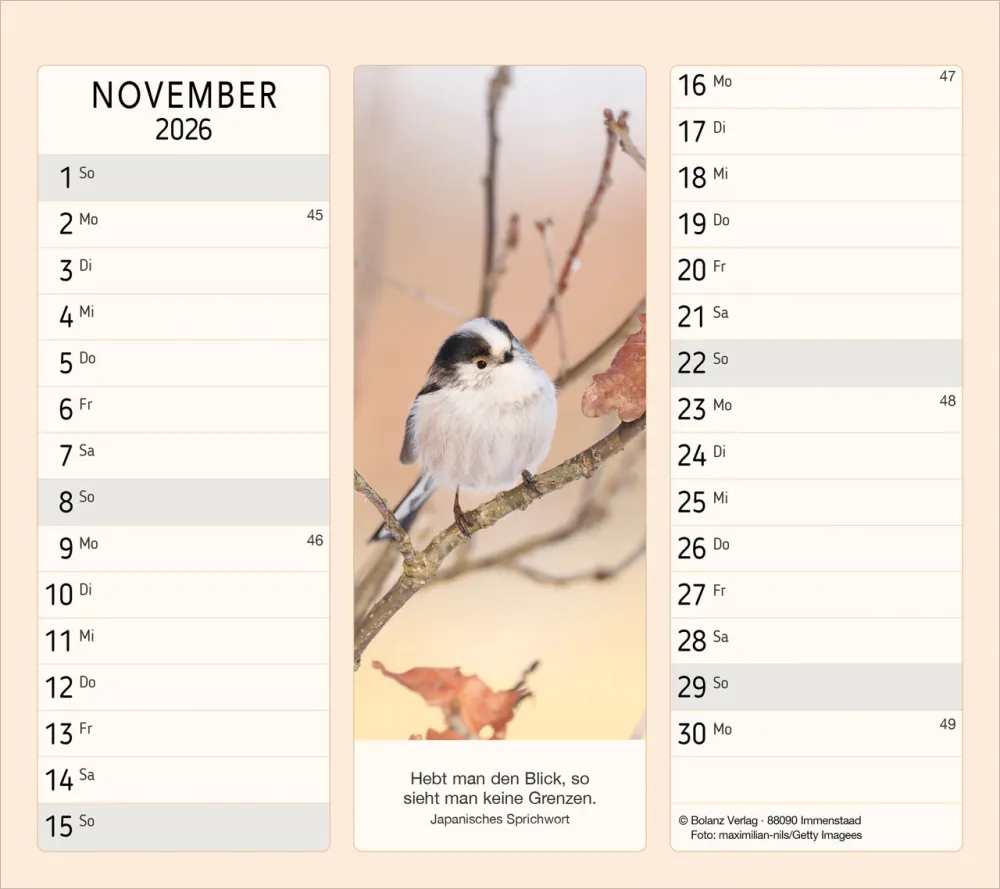 Vormerk-Kalender mit Sinnsprüche