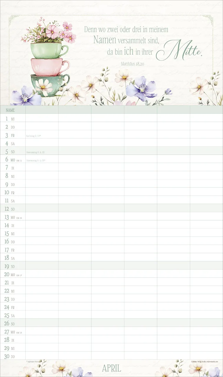 Poesie Familienplaner - Wandkalender