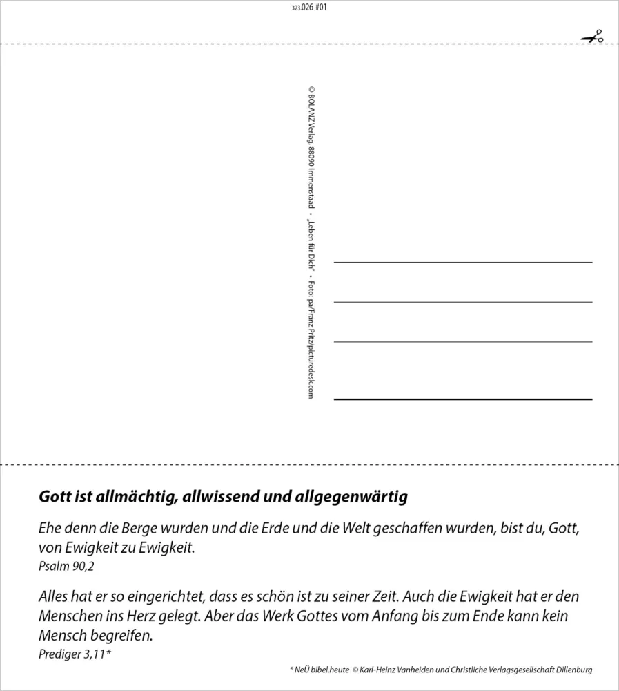 Allemand, La Vie pour toi - calendrier cartes postales