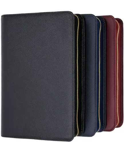 Étui pour Bible Schlachter 2000 édition de poche - Cuir de vachette, grain fin, bleu foncé