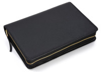 Étui pour Bible Schlachter 2000, édition en gros caractères - Cuir de vachette, grain fin, noir