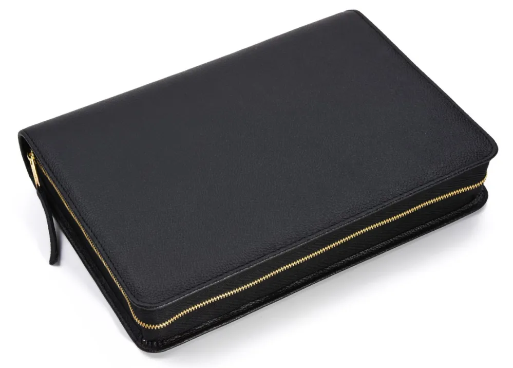 Étui pour Bible pour les éditions standard Schlachter 2000 - Cuir de vachette, grain fin, noir