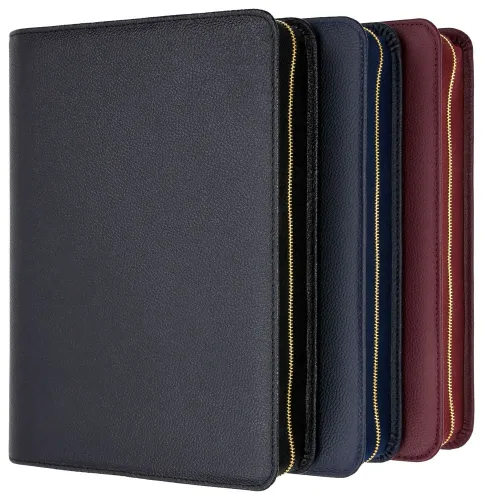 Étui pour Bible pour les éditions standard Schlachter 2000 - Cuir de vachette, grain fin, bleu foncé