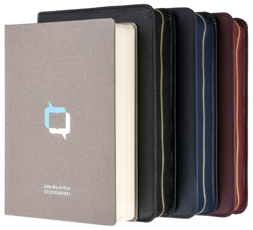 Bible d'étude MacArthur avec étui en cuir véritable - Étui en cuir véritable légèrement grainé...