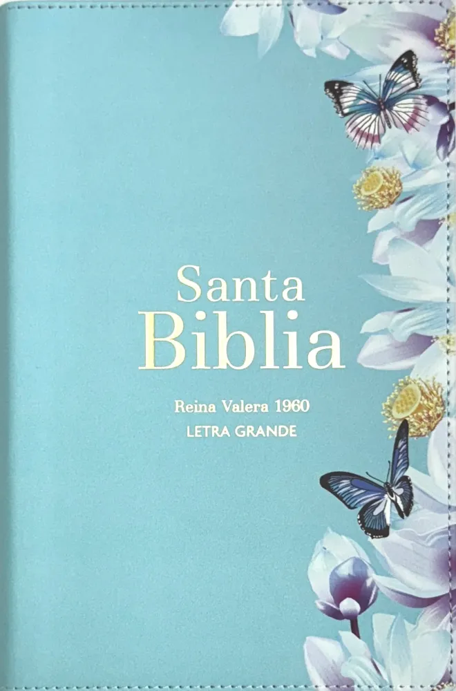 Espagnol, Bible, Reina Valera 1960, gros caractères, moyen format, similicuir bleu clair - Biblia...