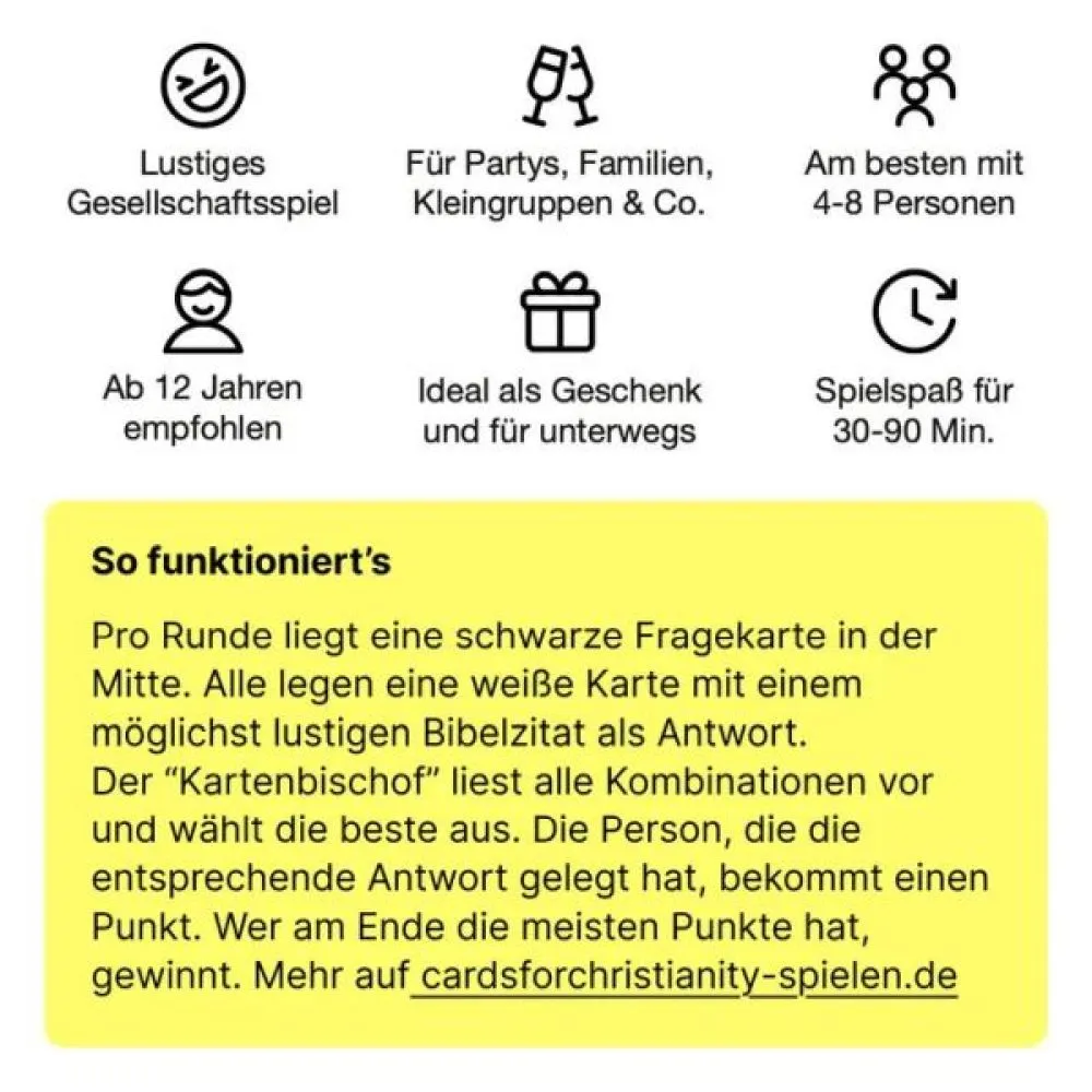 Cards for Christianity - Das Kartenspiel für mehr Humor im christlichen Glauben
