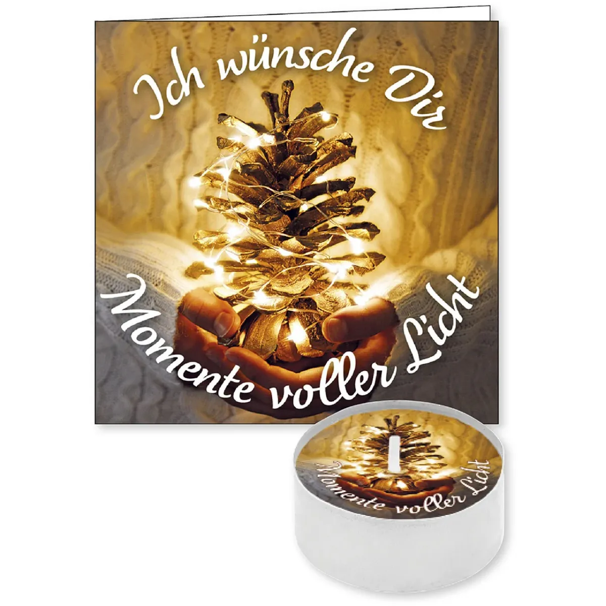 Ich wünsche dir Momente voller Licht (Lichtgruß) - mit passender Faltkarte (9 x 9 cm)