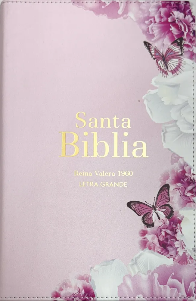 Espagnol, Bible, Reina Valera 1960, gros caractères, moyen format, similicuir rose clair - Biblia...