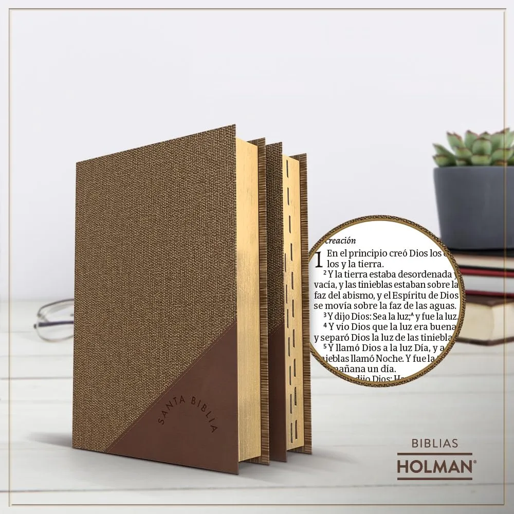 Espagnol, Bible, Reina Valera 1960, grands caractères, moyen format, similicuir duo marron, avec...