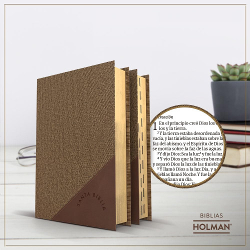 Espagnol, Bible, Reina Valera 1960, grands caractères, moyen format, similicuir duo marron, avec...