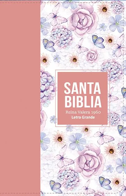 Espagnol, Bible, Reina Valera 1960, gros caractères, moyen format, similicuir rose clair - Biblia...