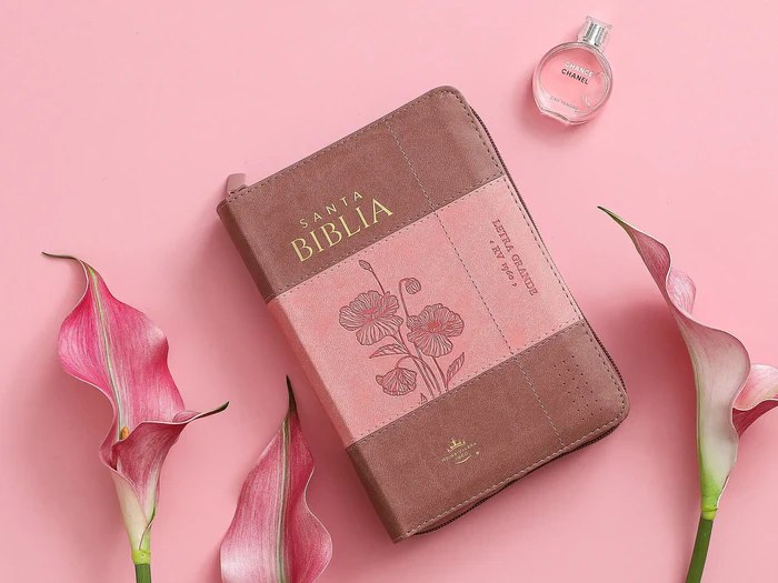 Espagnol, Bible Reina Valera 1960, grands caractères, compacte, similicuir corail/rose, avec...