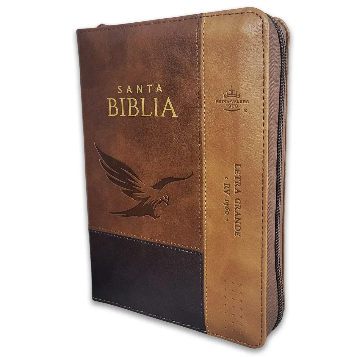 Espagnol, Bible, Reina Valera 1960, grands caractères, compacte, similicuir café motif aigle,...