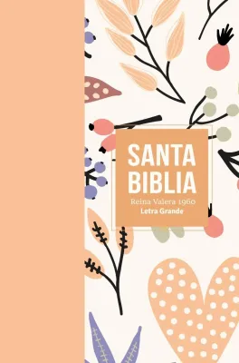 Espagnol, Bible, Reina Valera  1960, gros caractères, moyen format, similicuir rose clair, motifs...