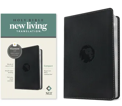 Anglais, Bible, New Living Translation, compacte, Filament Edition, similicuir noir, motif lion,...