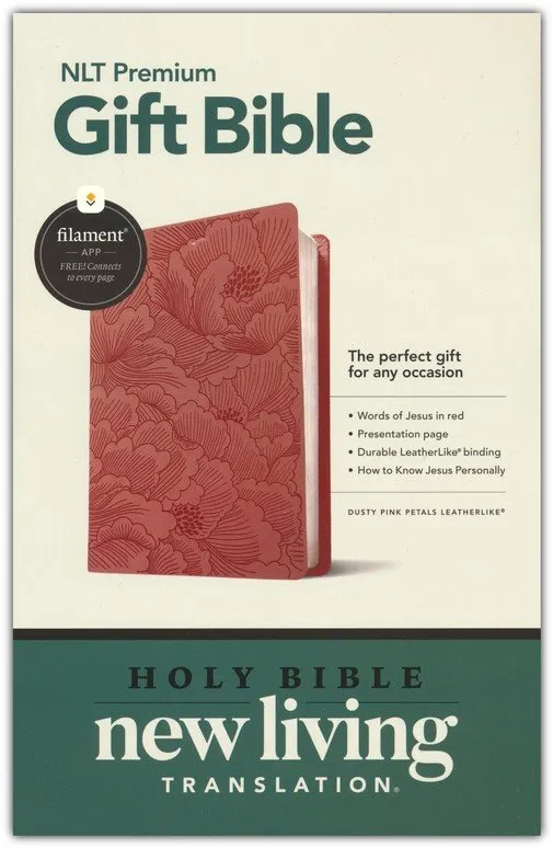 Anglais, New Living Translation, Filament Edition, similicuir rose, motif pétales, paroles de...