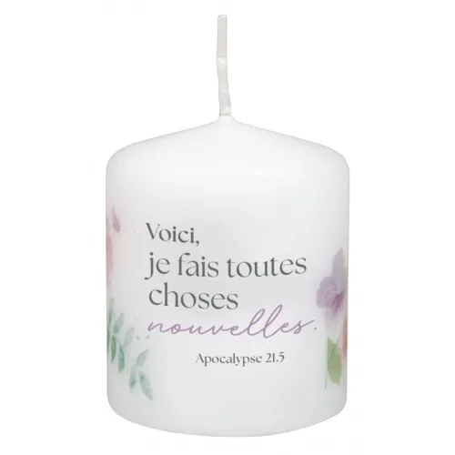 Bougie de table Mot d'ordre 2026 - "Voici, je fais toutes choses nouvelles."