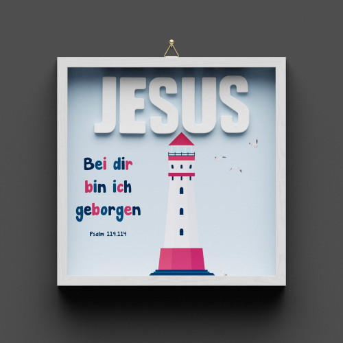 Cementini Wandbild JESUS - Betonbuchstaben mit Nacht-Leucht-Effekt