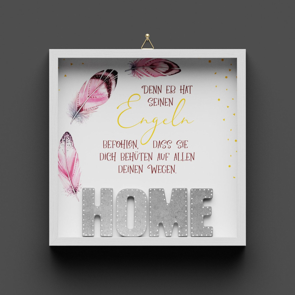 Cementini Wandbild HOME Engel - Dekobild mit Aufhängung  Lovely - Motiv