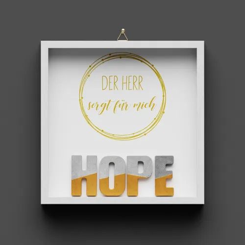Cementini Wandbild HOPE Der Herr sorgt für dich - Dekobild mit Aufhänger