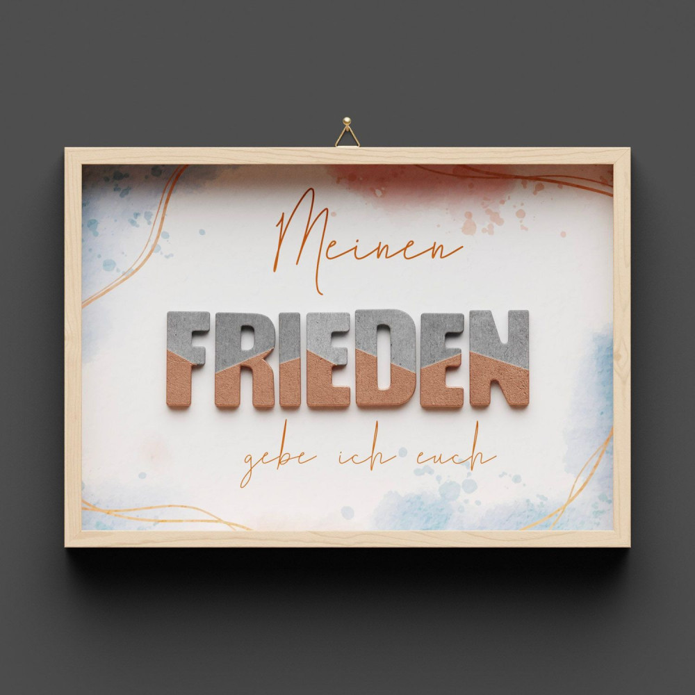 Cementini Wandbild FRIEDEN - aus Holz & Betonbuchstaben