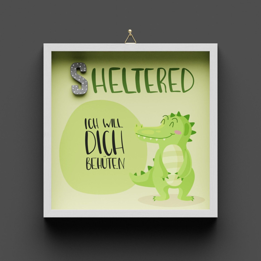 Cementini Wandbild GUARDED Krokodil - Kinderdeko mit Aufhängung
