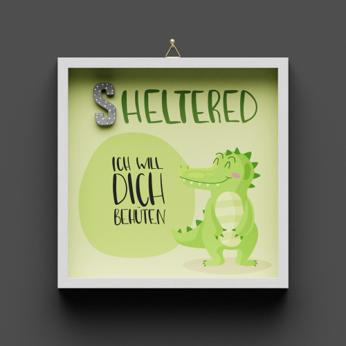 Cementini Wandbild GUARDED Krokodil - Kinderdeko mit Aufhängung