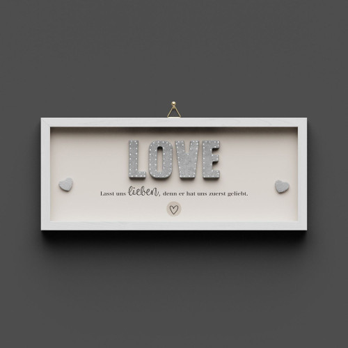 Cementini Wandbild  LOVE 1.Joh. 4,19 - Dekobild mit Aufhänger