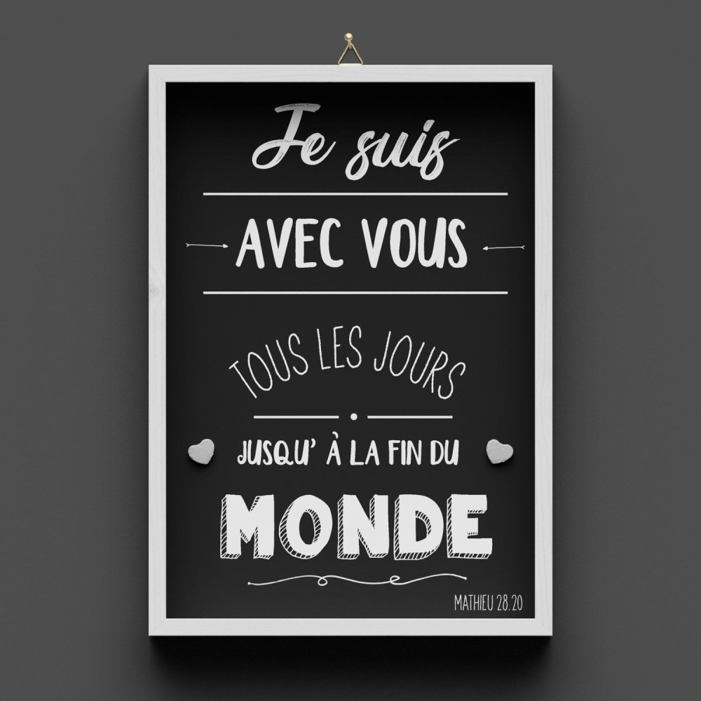 Cadre en bois "Je suis avec vous..." Matthieu 28.20