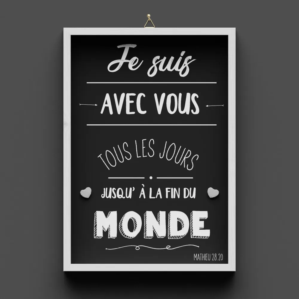 Cadre en bois "Je suis avec vous..." Matthieu 28.20