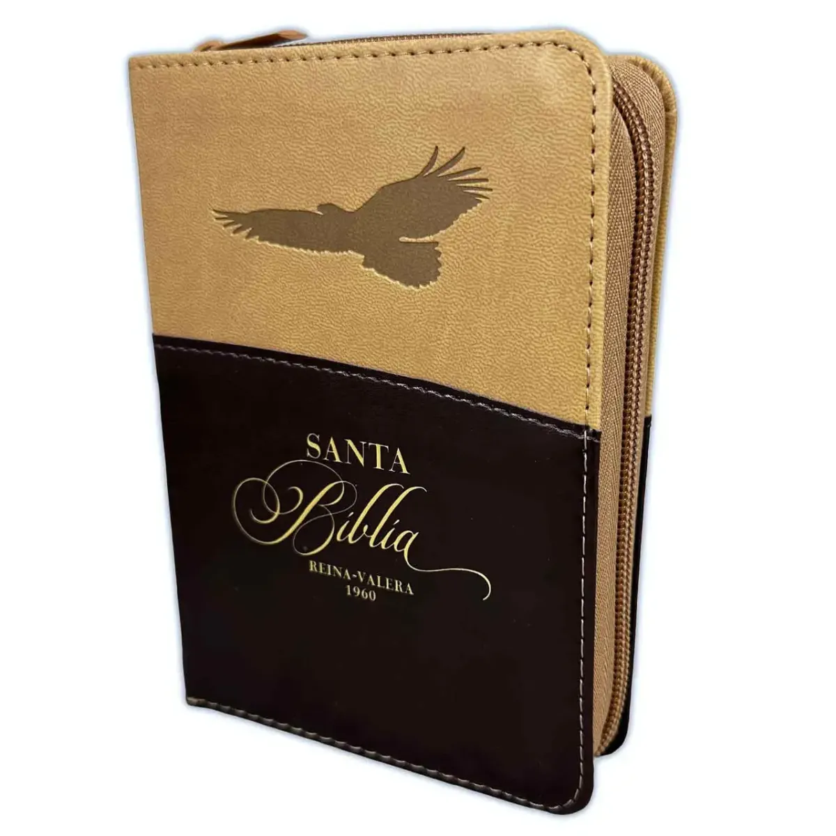 Spanisch, Reina Valera 1960 Bibel - Taschenformat gebunden, Kunstleder braun, Motiv Adler