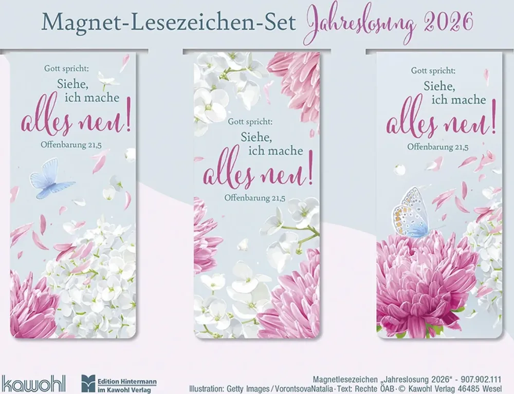 Gott spricht: Siehe, ich mache alles - Magnet-Lesezeichen-Set (3 Lesezeichen) - Jahreslosung 2026