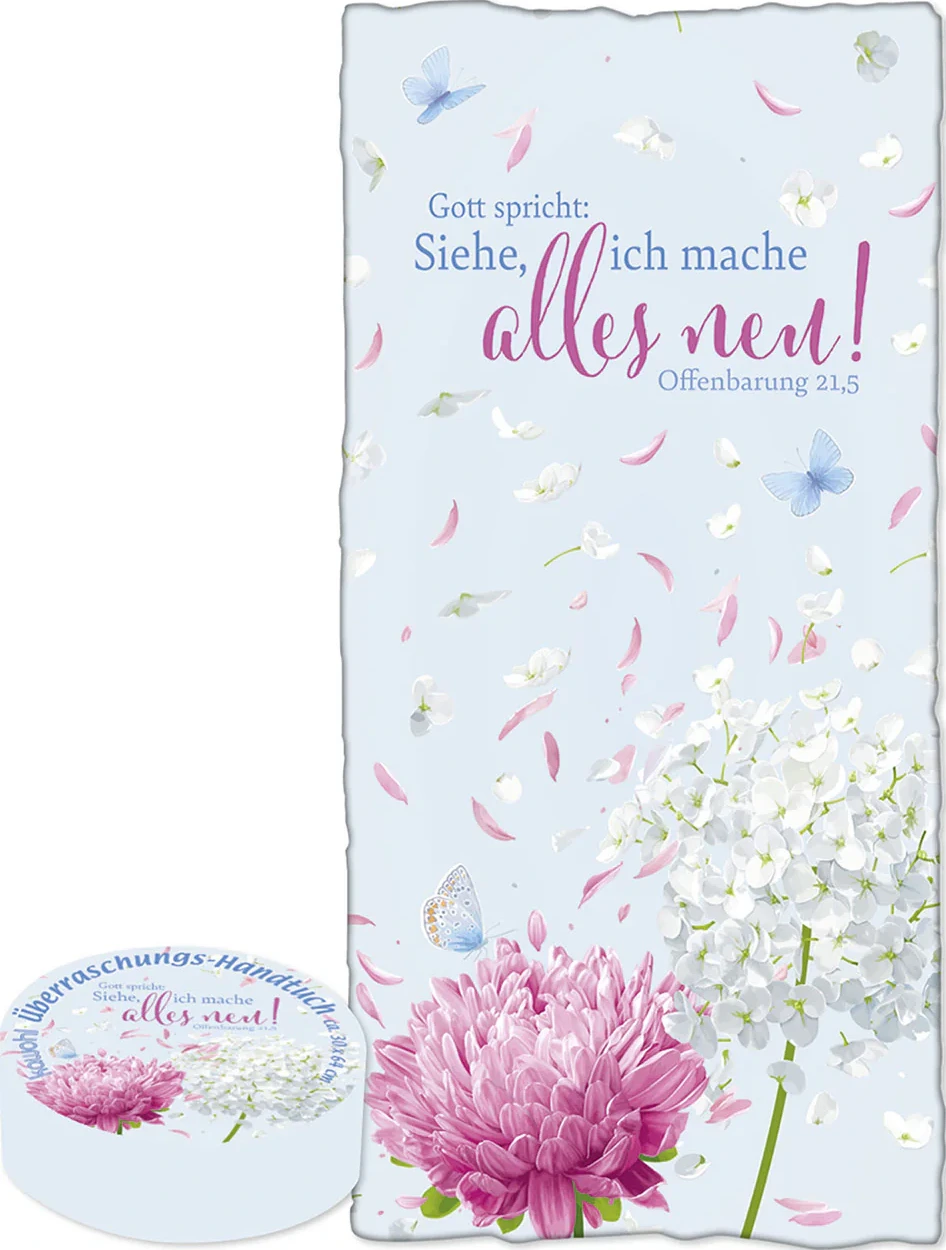 Gott spricht: Siehe, ich mache alles neu (Überraschungs-Handtuch) - Jahreslosung 2026 - 30 x 60...