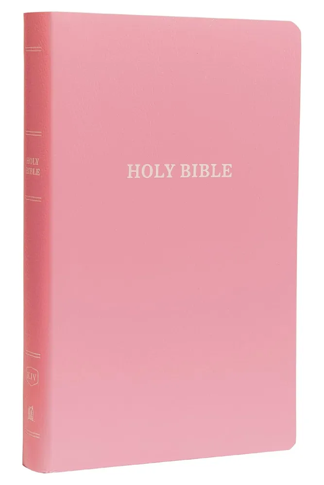 Anglais, Bible, King James Version, similicuir rose, paroles de Jésus en rouge - KJV Holy Bible:...